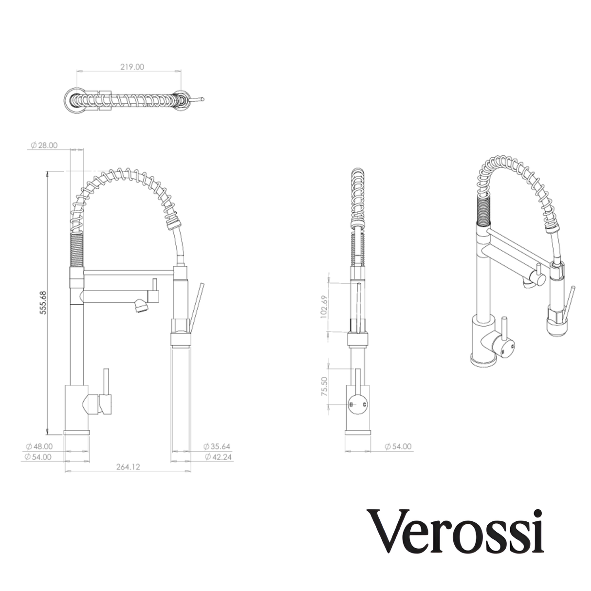 Verossi | Kitchen Sink Mixer with Flexi Spray | Matt Black
