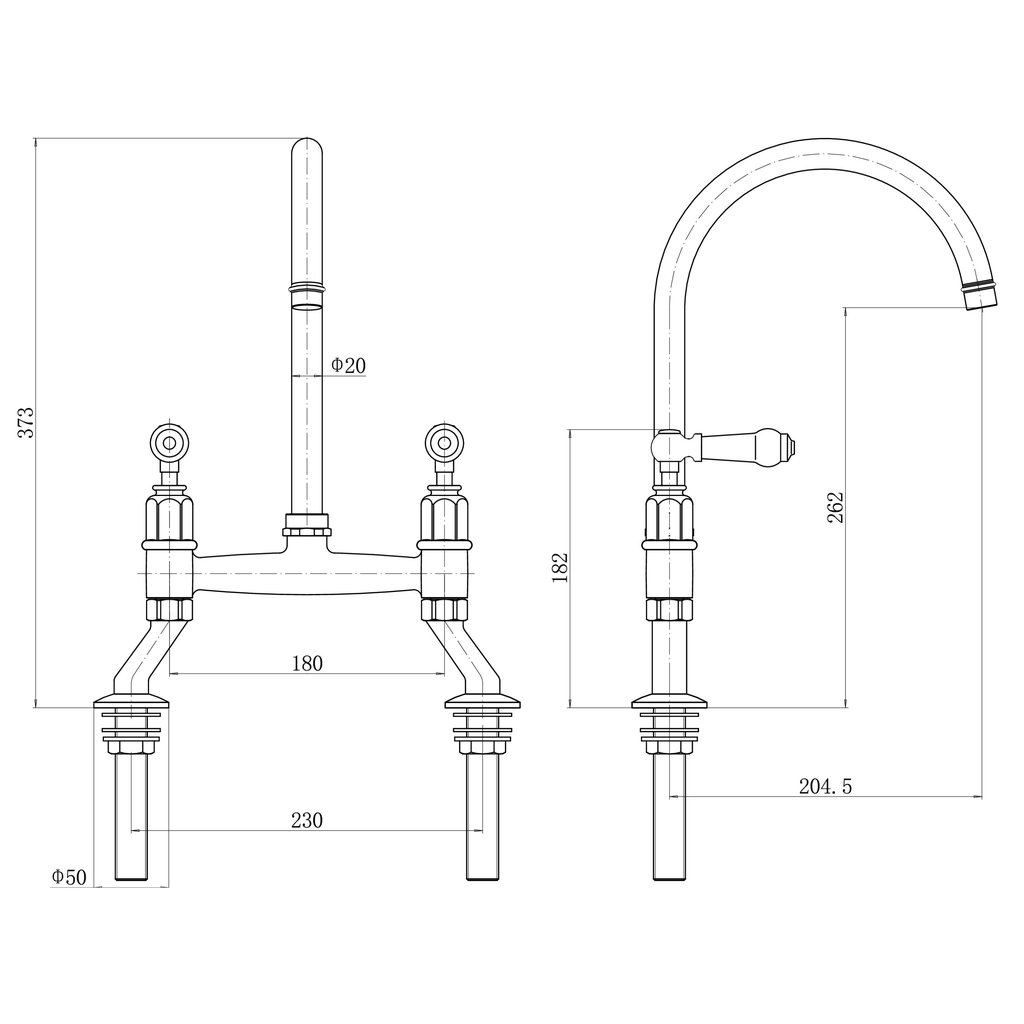 Verossi | Alton| Dual Lever Kitchen tap | Pewter