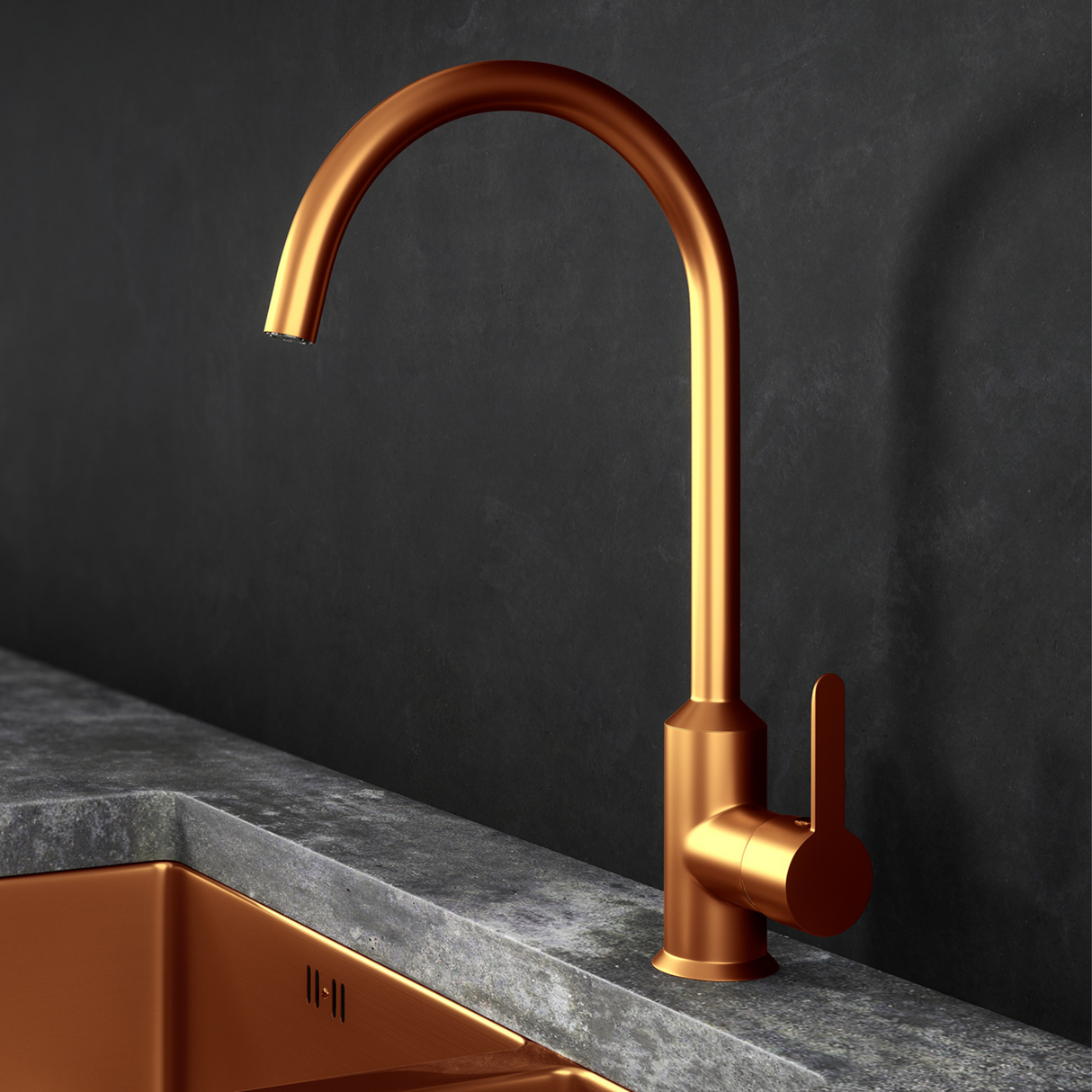 Verossi | Cold Start Kitchen Sink Mixer | Brushed Copper Finish