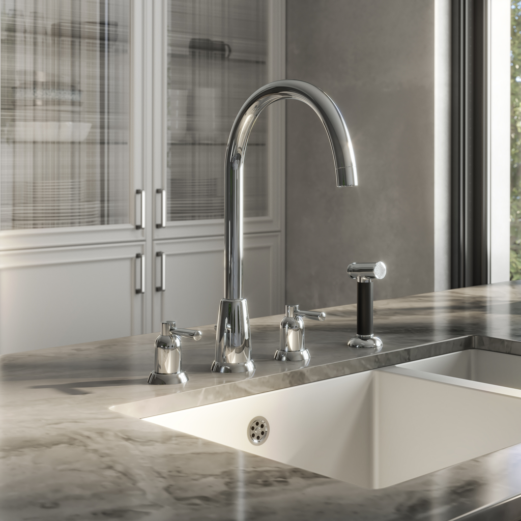 Verossi |Cuthbert| Classic 4TH Kitchen Mixer Tap| Chrome