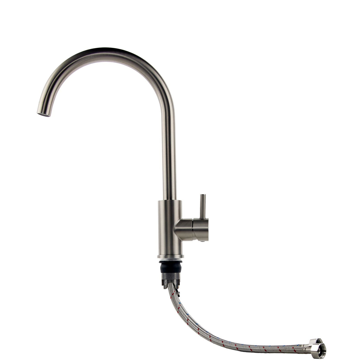 Verossi | Top Fix - Vito - Swan Kitchen Sink mixer | Brushed Steel