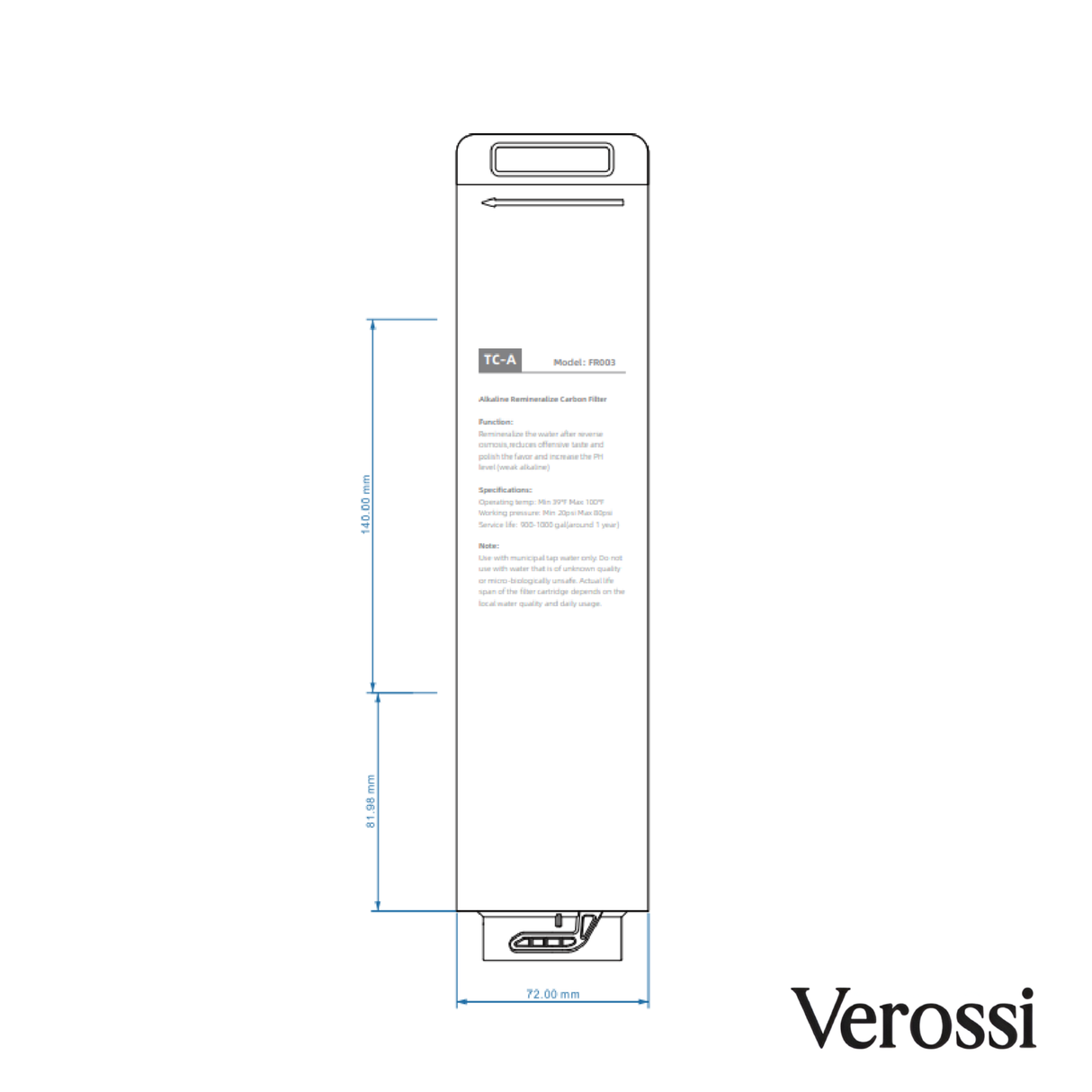 Verossi | Water Purifier Filter | Alkaline Remineralize Carbon Filter