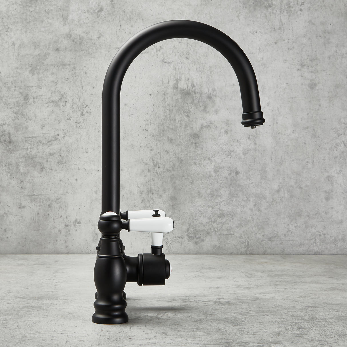 Verossi | Venetian | Traditional Bridge Style 3 in 1 Instant Boiling Tap | White Ceramic Levers | Matt Black Finish