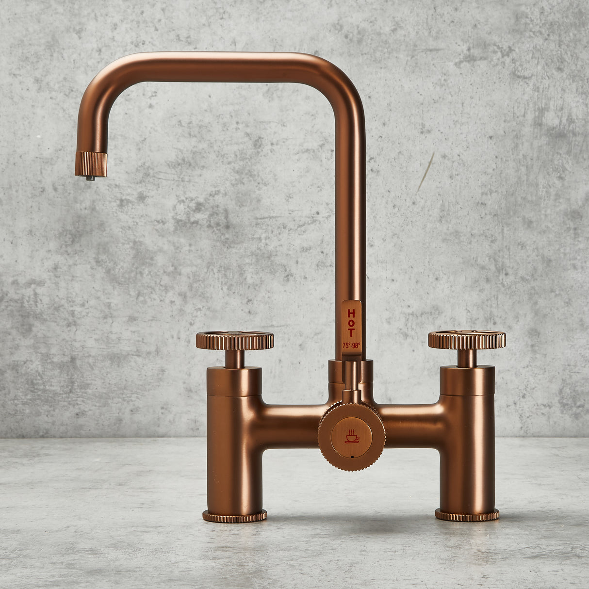 Verossi | Vorisse | Industrial Bridge Style 3 in 1 Instant Boiling Tap | Brushed Copper Finish