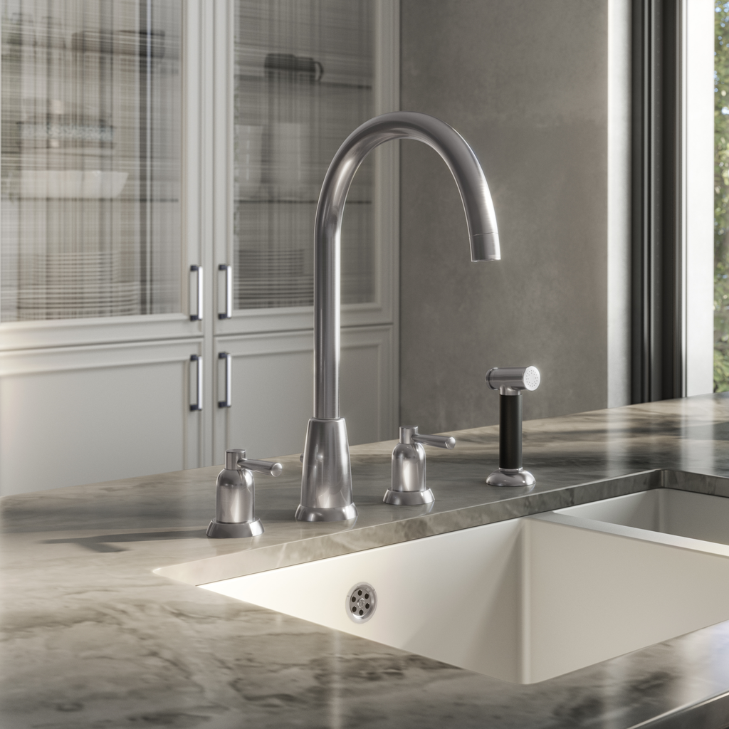 Verossi |Cuthbert| Classic 4TH Kitchen Mixer Tap| Pewter