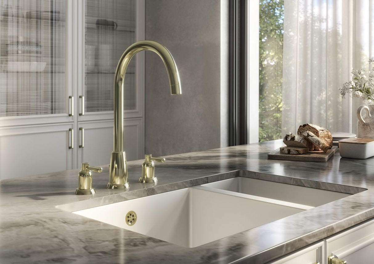 Verossi |Cuthbert| Classic 3TH Kitchen Mixer Tap| Polished Brass