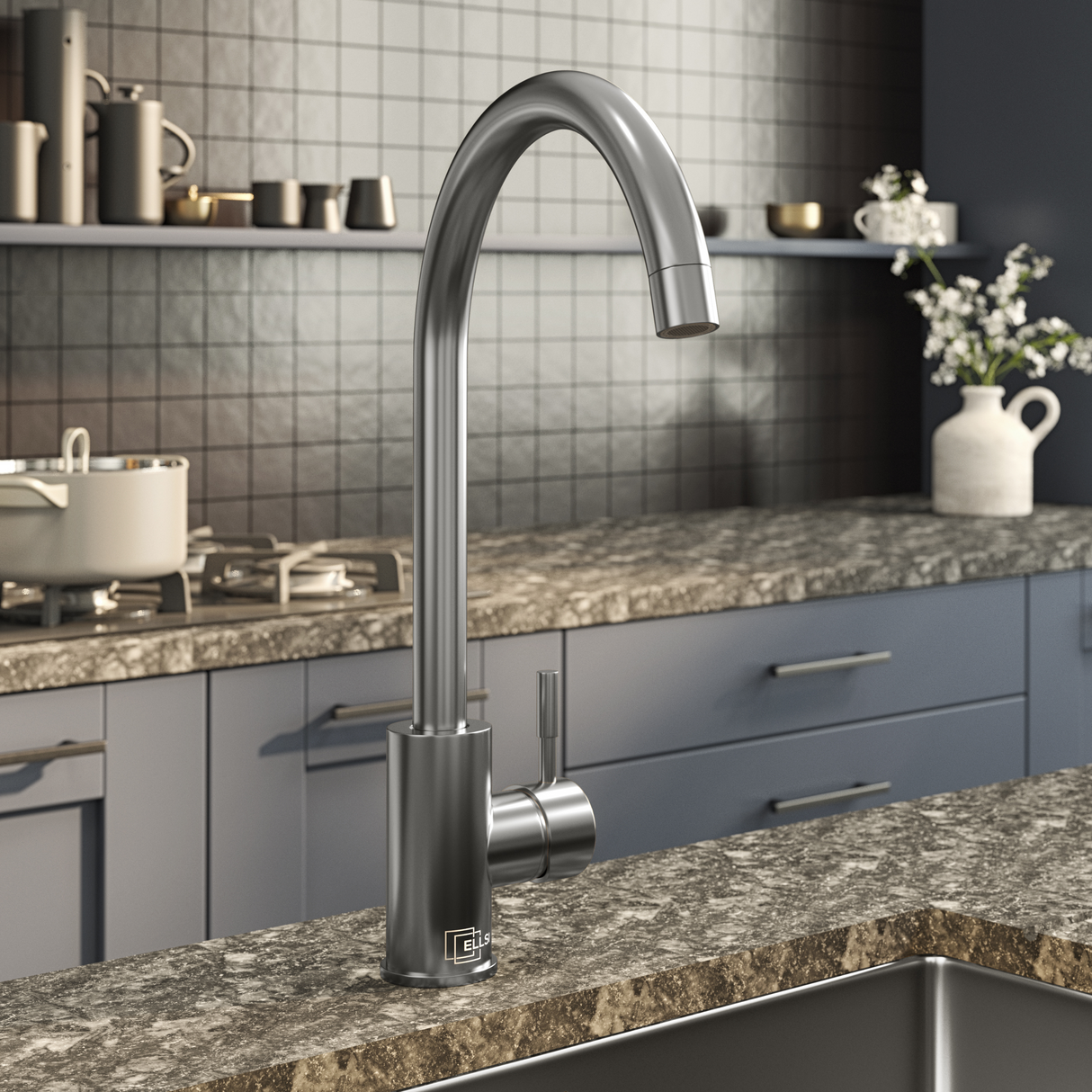 Verossi | WRAS Approved Kitchen Sink mixer | Brushed Steel