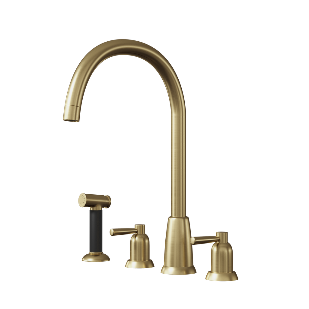 Verossi |Cuthbert| Classic 4TH Kitchen Mixer Tap| Brushed Brass