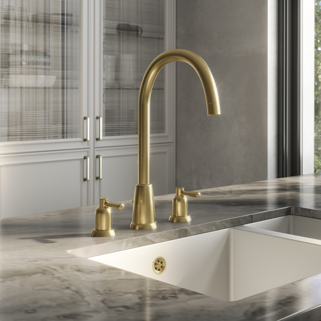 Verossi |Cuthbert| Classic 3TH Kitchen Mixer Tap| Brushed Brass