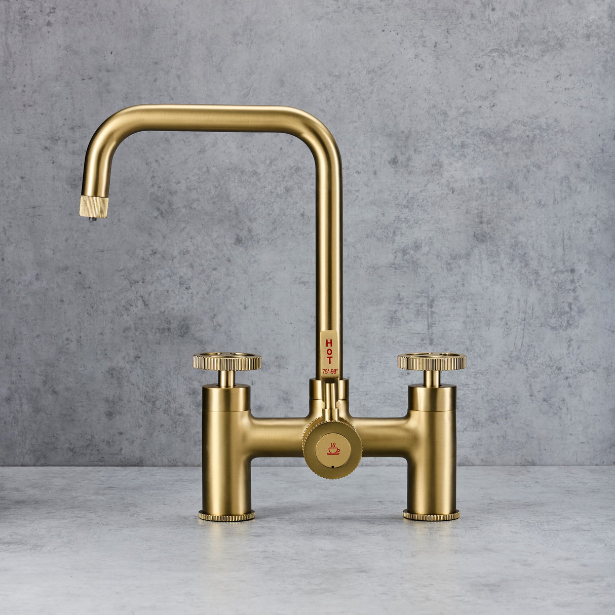 Verossi | Vorisse | Industrial Bridge Style 3 in 1 Instant Boiling Tap | Brushed Brass Finish