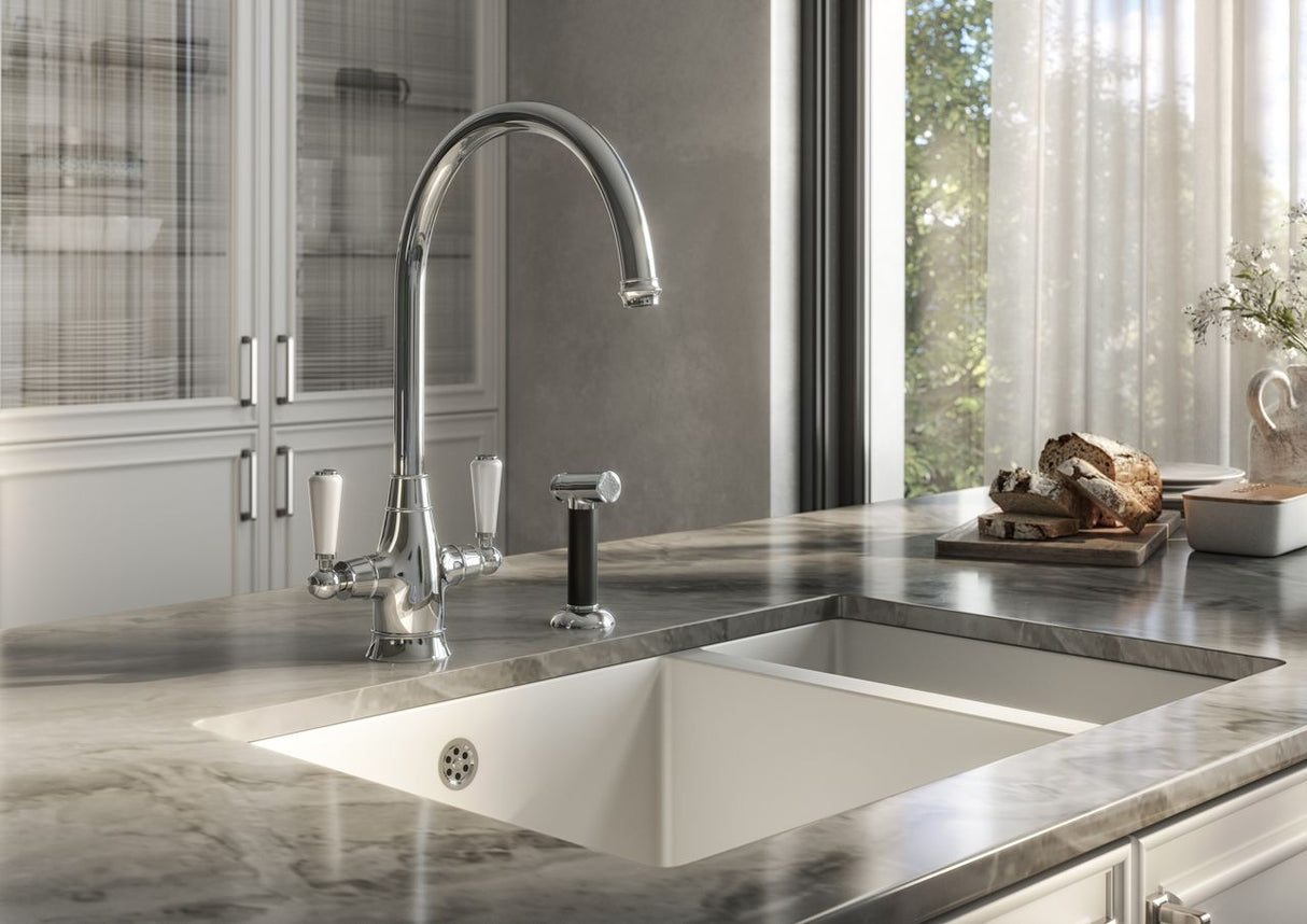 Verossi | Oswald| Traditional Dual Lever Kitchen tap | Chrome