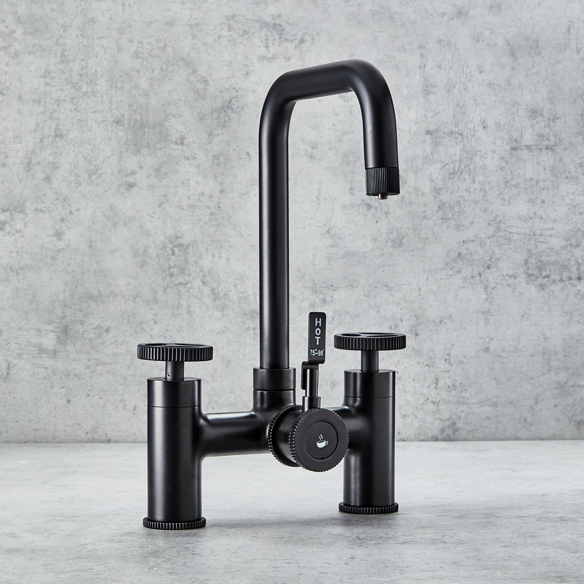 Verossi | Vorisse | Industrial Bridge Style 3 in 1 Instant Boiling Tap | Matt Black Finish