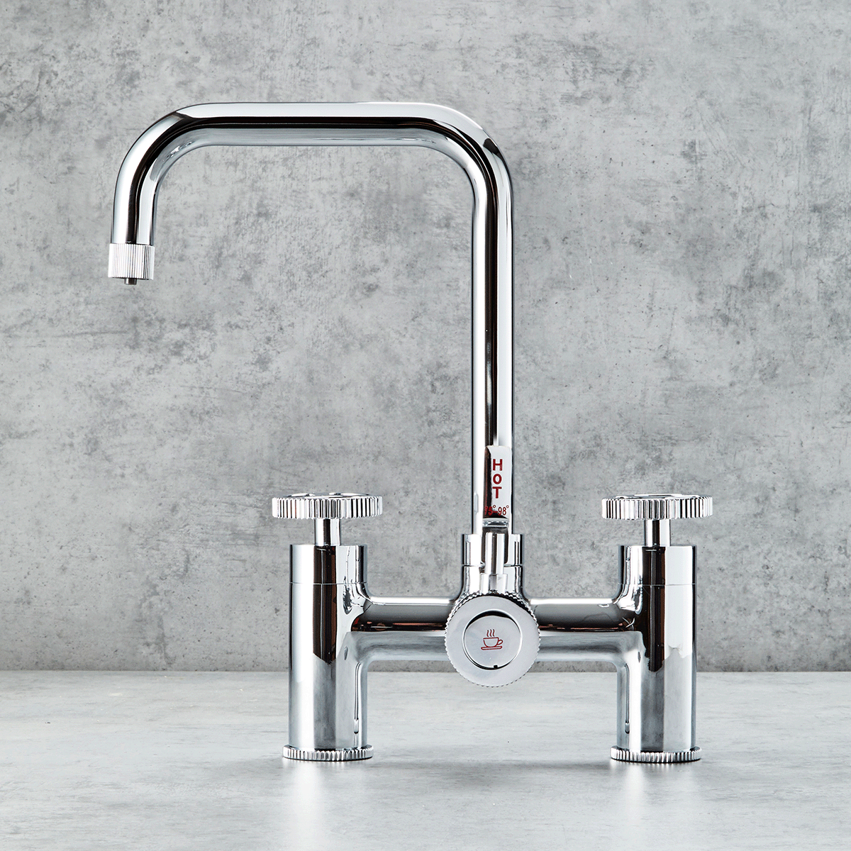 Verossi | Vorisse | Industrial Bridge Style 3 in 1 Instant Boiling Tap | Polished Chrome Finish