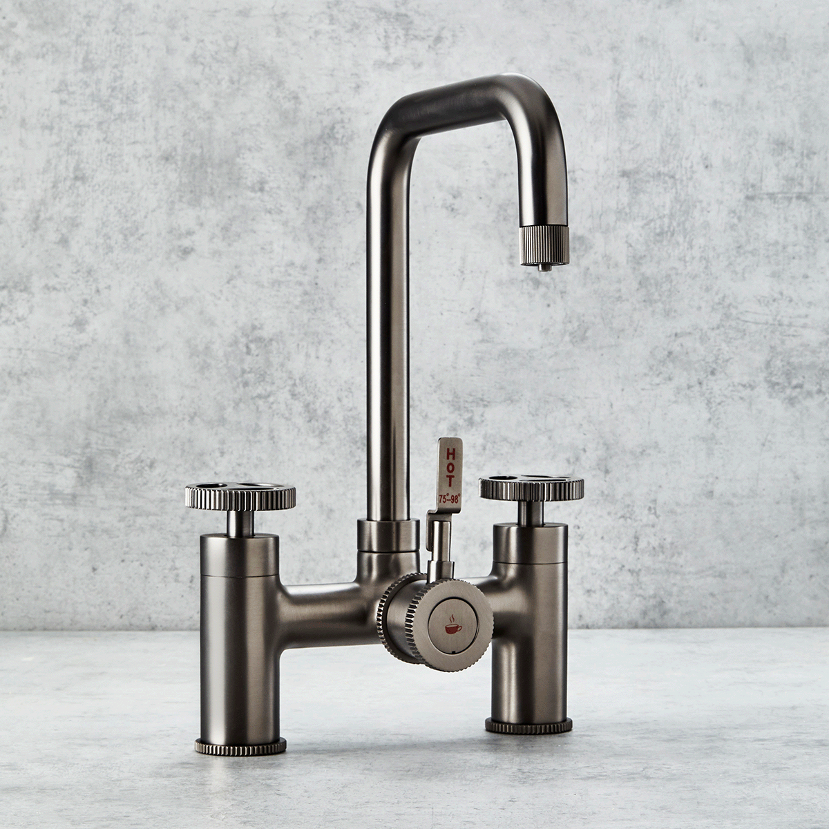 Verossi | Vorisse | Industrial Bridge Style 3 in 1 Instant Boiling Tap | Gun Metal Finish