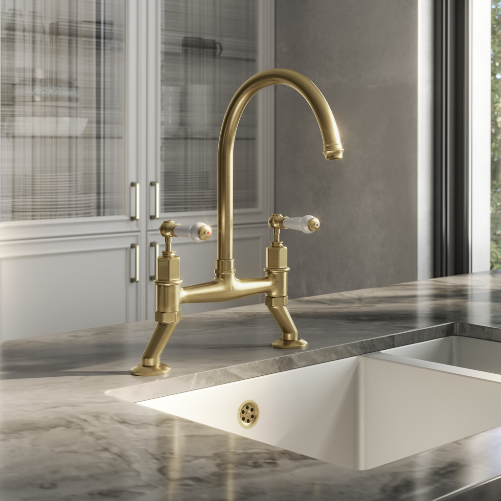 Verossi | Alton| Dual Lever Kitchen tap | Brushed Brass