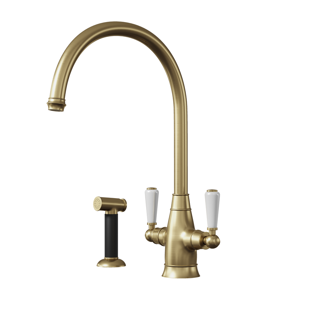 Verossi | Oswald| Traditional Dual Lever Kitchen tap | Brushed Brass