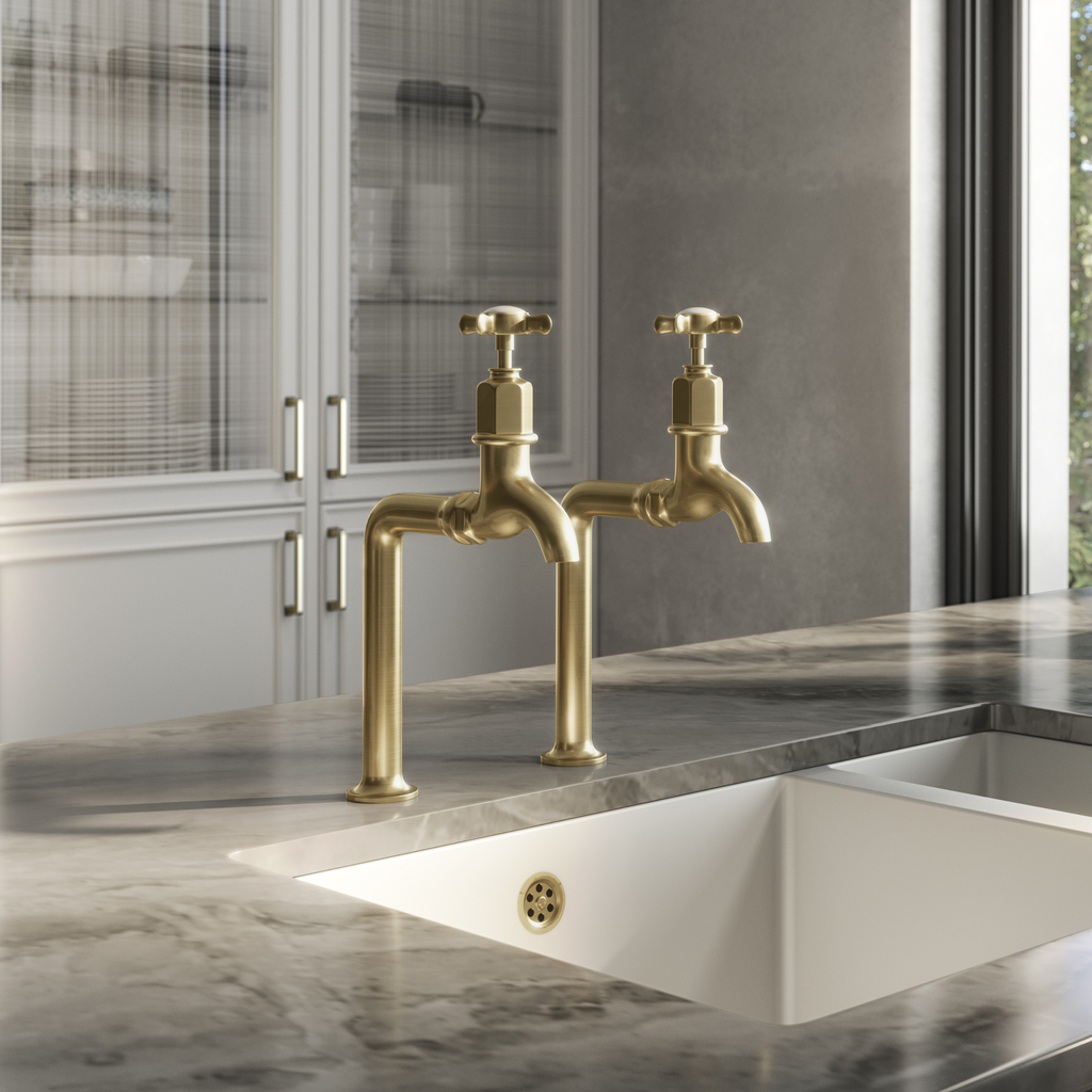 Verossi |Alton | Crosshead Traditional Bib Tap| Brushed Brass