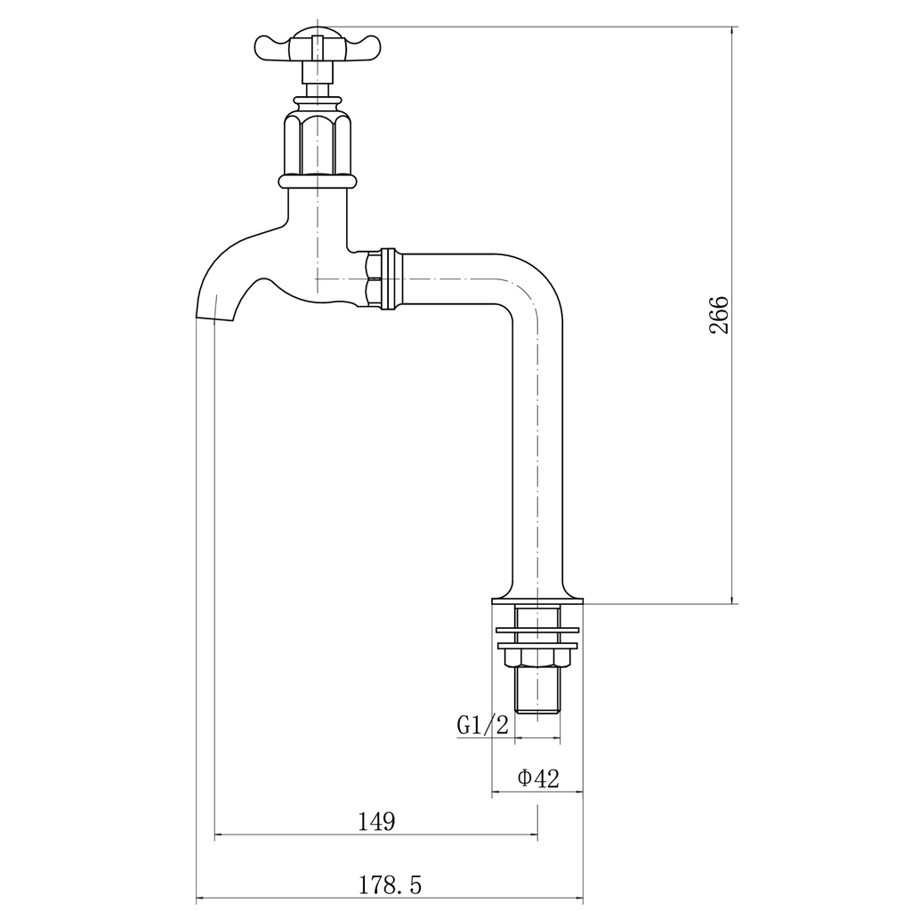 Verossi |Alton | Crosshead Traditinal Bib Tap| Polished Brass
