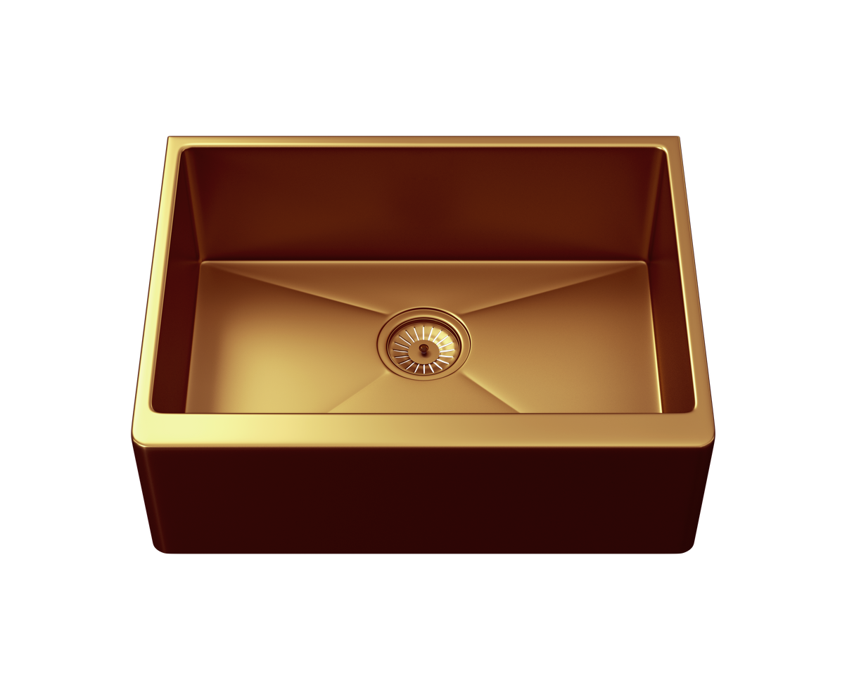 Verossi | Vrimo Belfast | 1.0 Bowl Stainless Steel Kitchen Sink | Copper Strainer Waste Supplied | 600 x 450 mm | Copper Finish