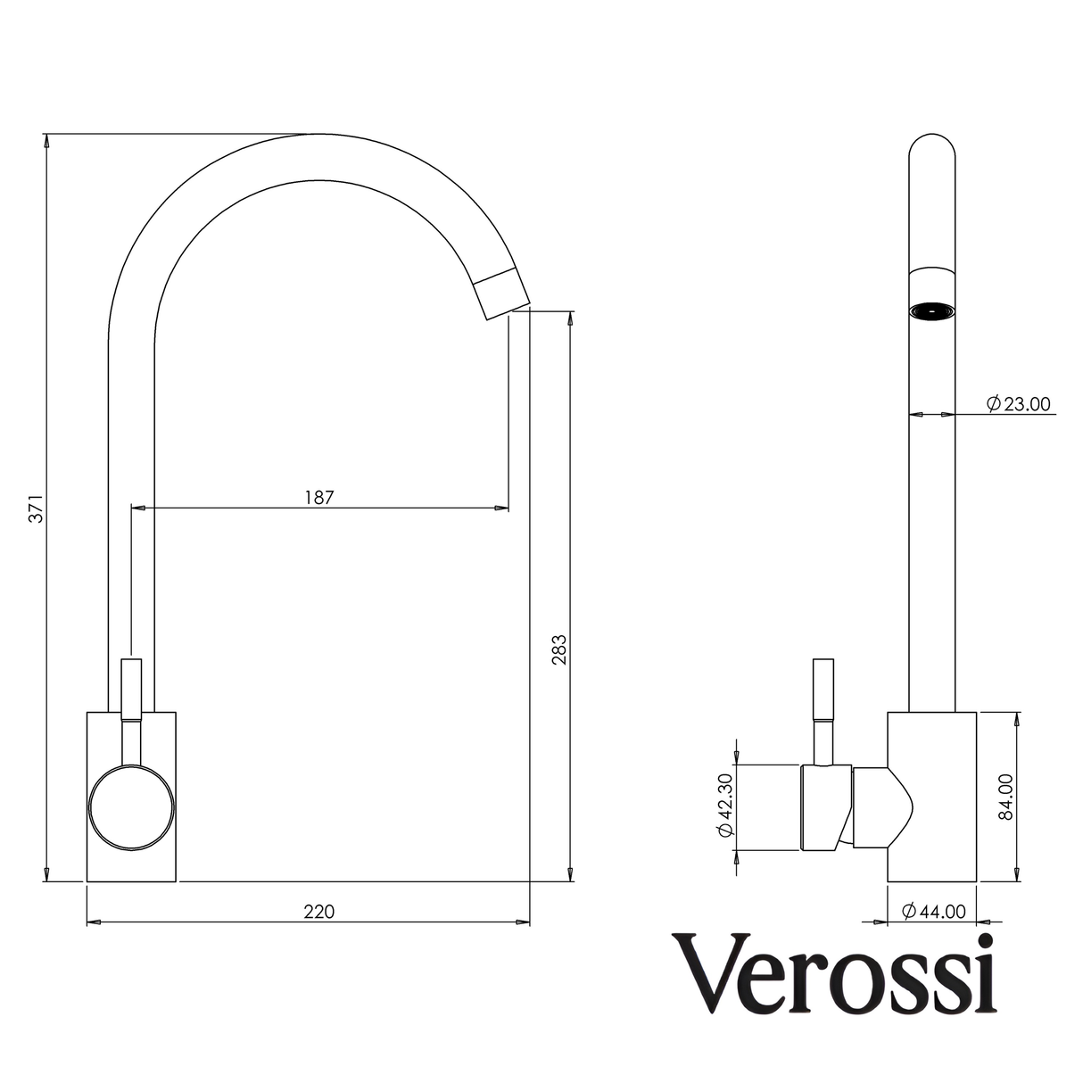 Verossi  | WRAS Approved Kitchen Sink mixer | Polished Chrome