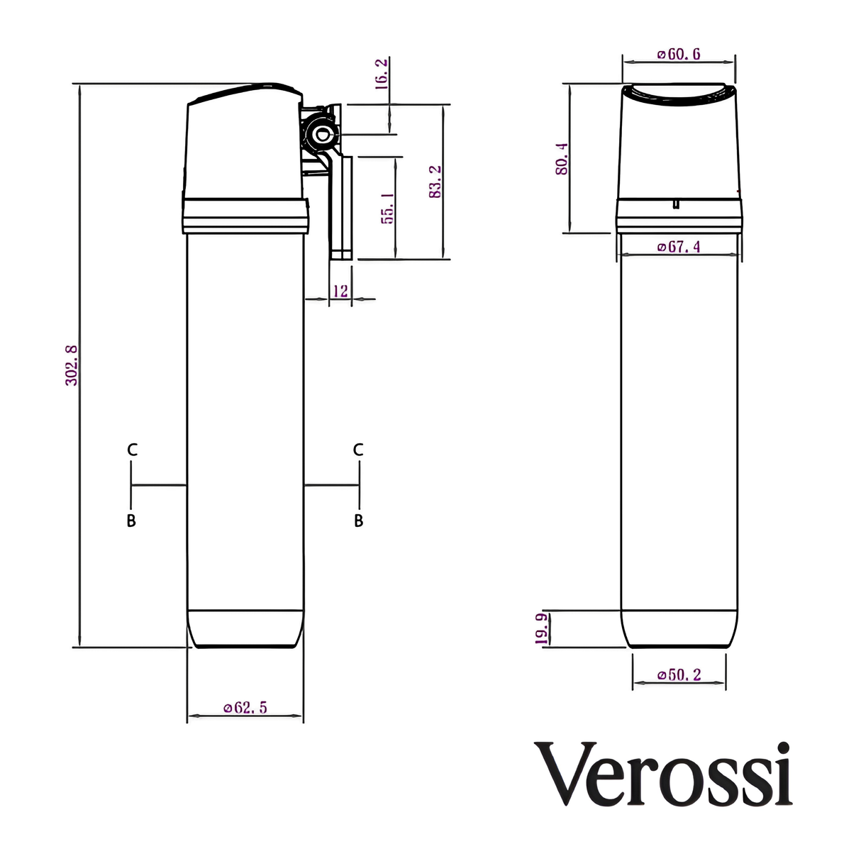 Verossi  | Vorisse | Industrial Bridge Style 3 in 1 Instant Boiling Tap | Matt Black Finish