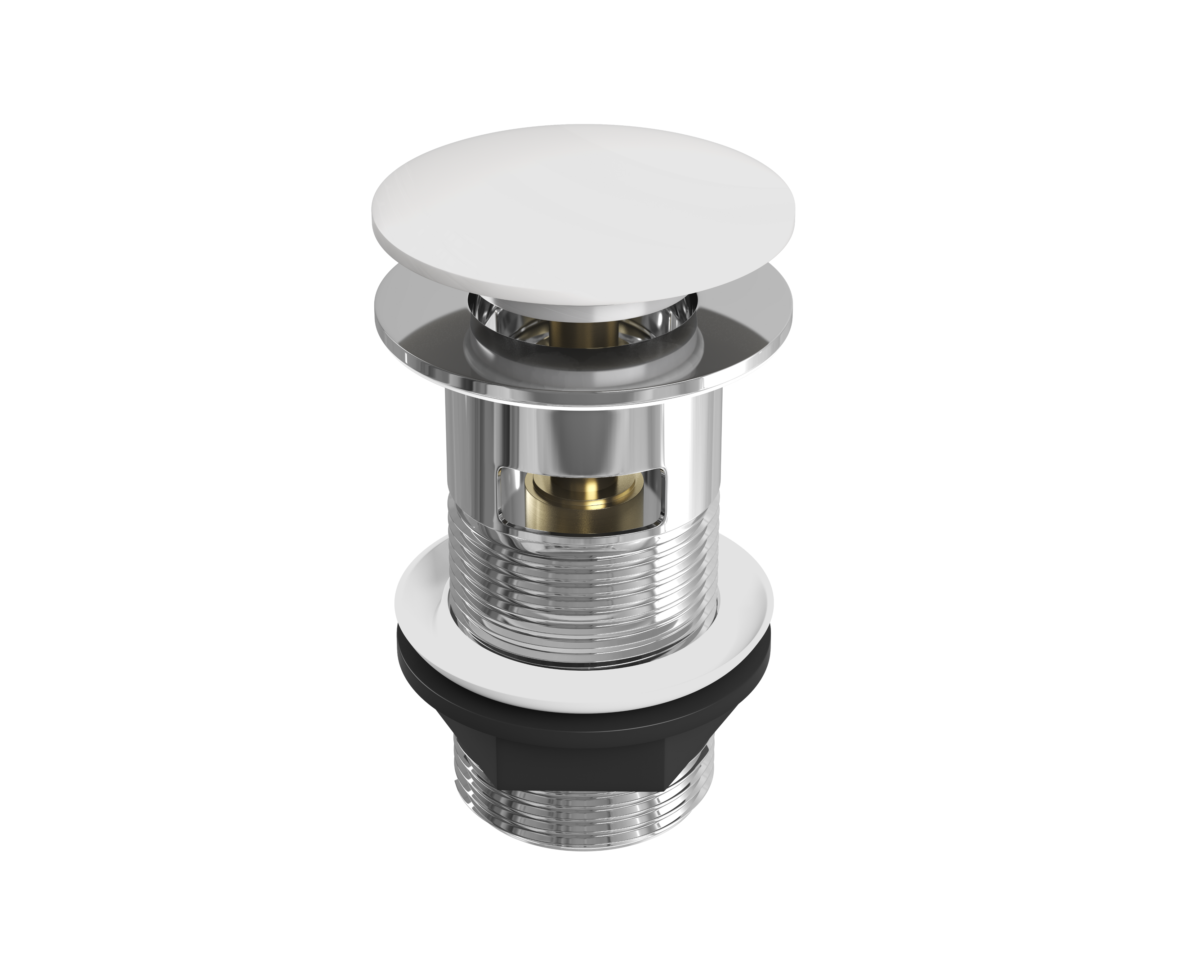 Ceramic Push Button Click-Clack Basin Waste - Slotted - G1 1/4" - White Ceramic