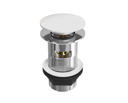 Ceramic Push Button Click-Clack Basin Waste - Slotted - G1 1/4" - White Ceramic