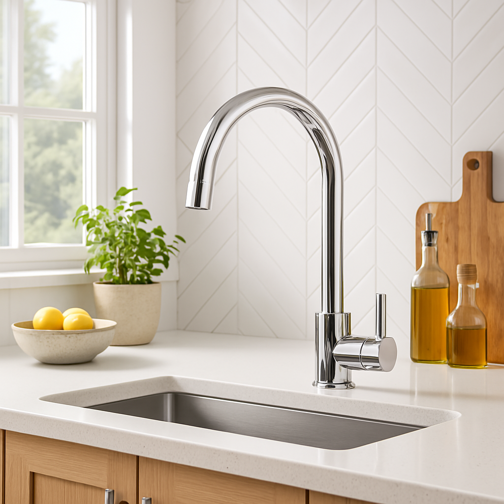 Verossi  | Top Fix - Vito - Swan Kitchen Sink mixer | Polished Chrome