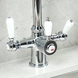 Verossi  | Vandisso | Traditional Cruciform Style 3 in 1 Instant Boiling Tap | White Ceramic Levers | Polished Chrome Finish