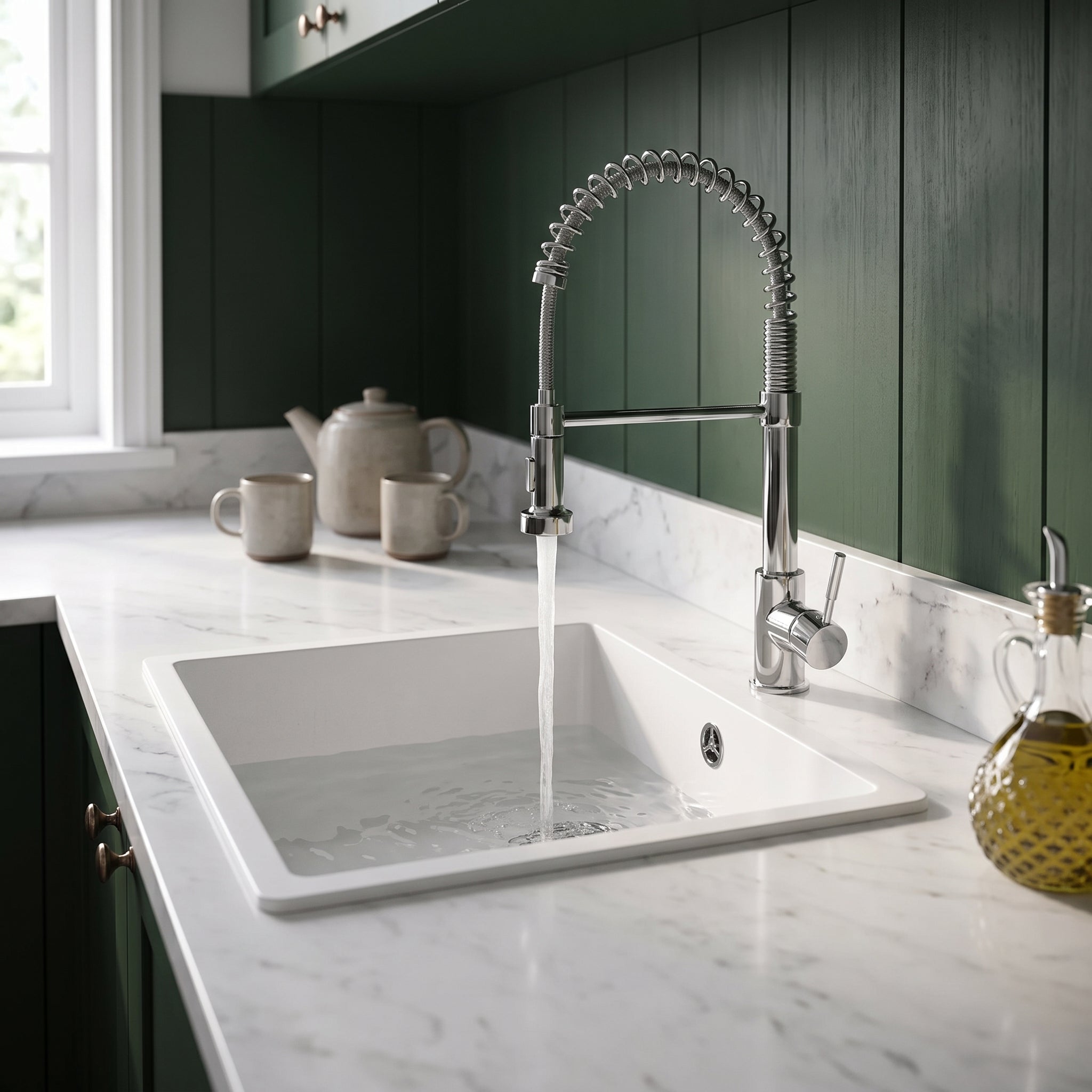 Verossi | 1.0 bowl Comite Kitchen Sink | Inset or Undermounted | Chrome Strainer Waste Supplied | 440x440x211mm | Gloss White