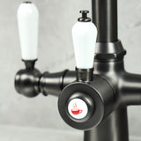 Verossi  | Vandisso | Traditional Cruciform Style 3 in 1 Instant Boiling Tap | White Ceramic Levers | Gun Metal Finish