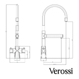 Verossi | Vaculoa | Flexi 3 in 1 Instant Boiling Tap | Brushed Gold Finish