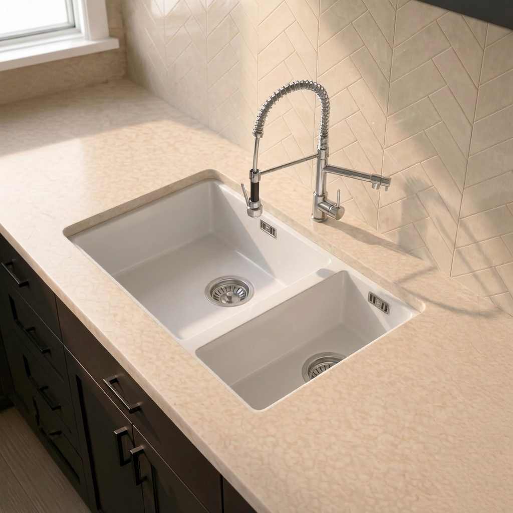 Verossi | 1.5 Bowl Comite Kitchen Sink | Inset or Undermounted | Chrome Strainer Wastes Supplied | 670x440x206mm | Gloss White