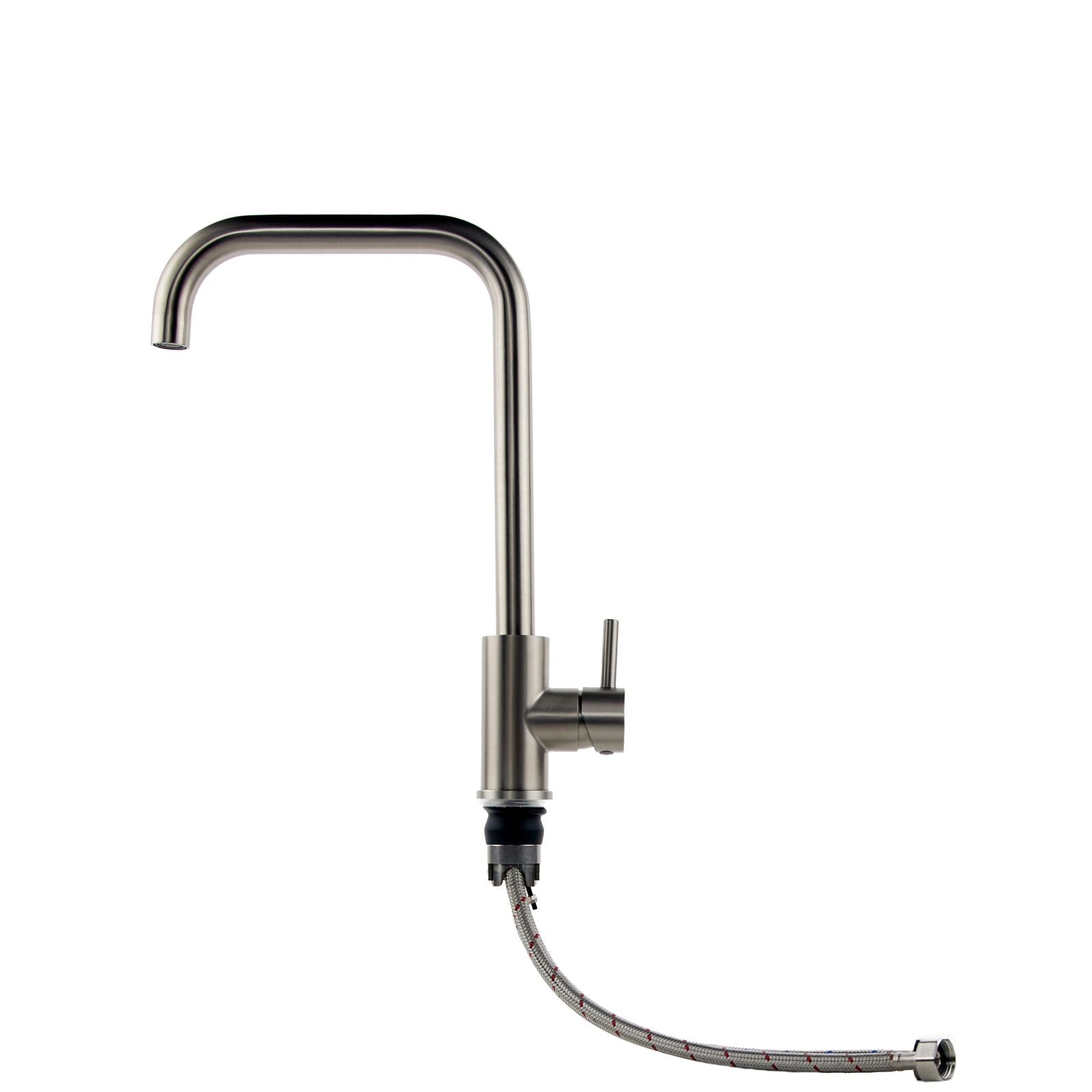 Verossi | Top Fix - Vito | Square Single Lever Kitchen tap | Brushed Steel