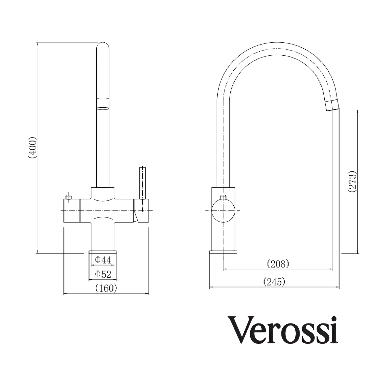 Verossi | Vinta | Swan 3 in 1 Instant Boiling Tap | Brushed Gold Finish