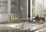 Verossi |Alton | Crosshead Trad Bridge Mixer Tap| Brushed Brass