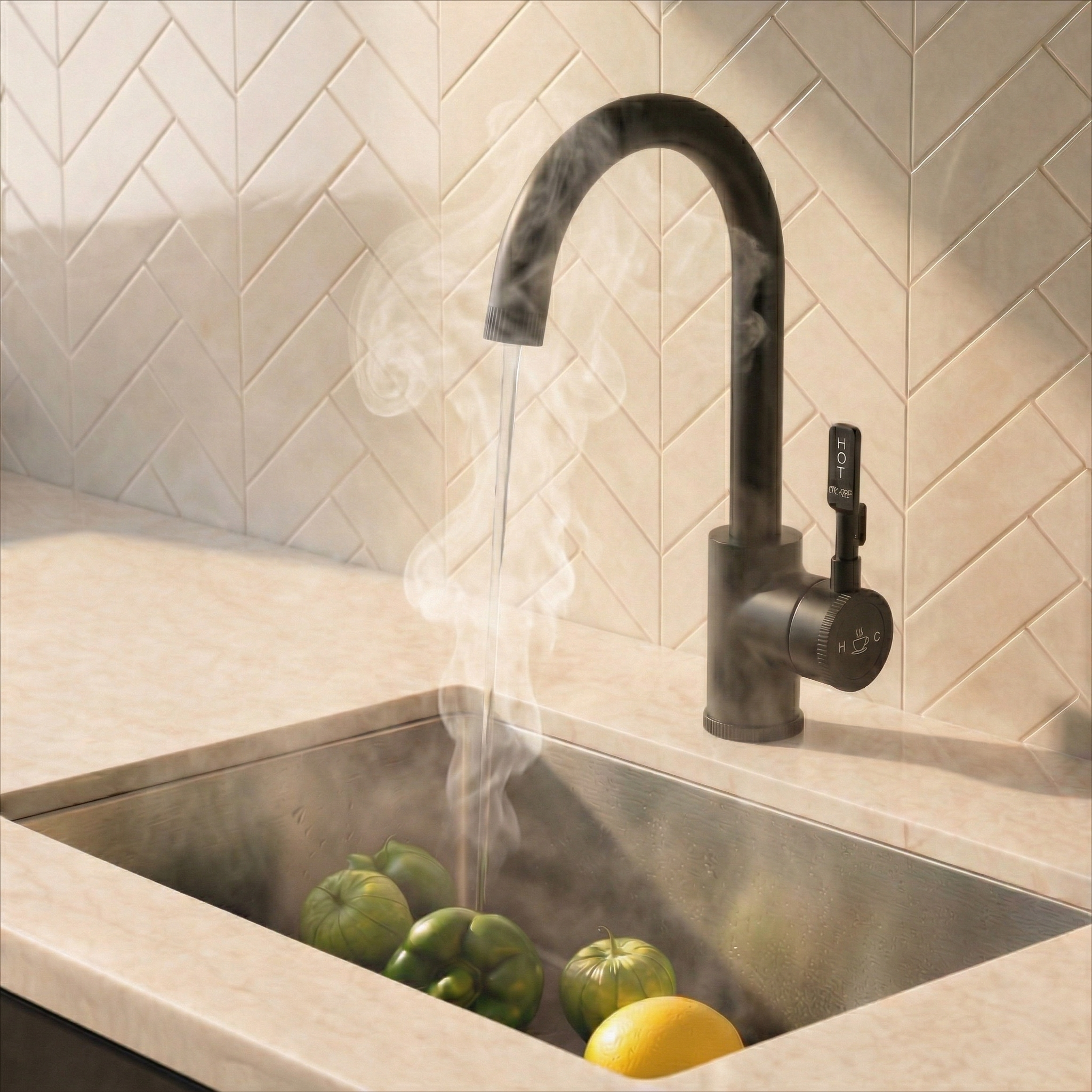 Verossi  | Volissi | Industrial Style Single Lever 3 in 1 Instant Boiling Tap | Matt Black Finish
