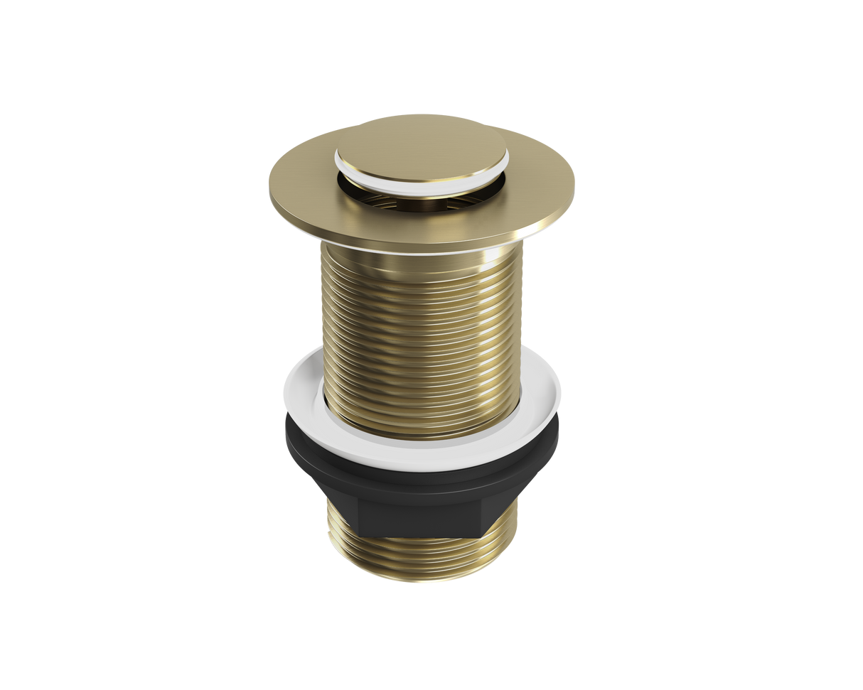 Push Button Click-Clack Basin Waste - Unslotted - G1 1/4" - Brushed Brass