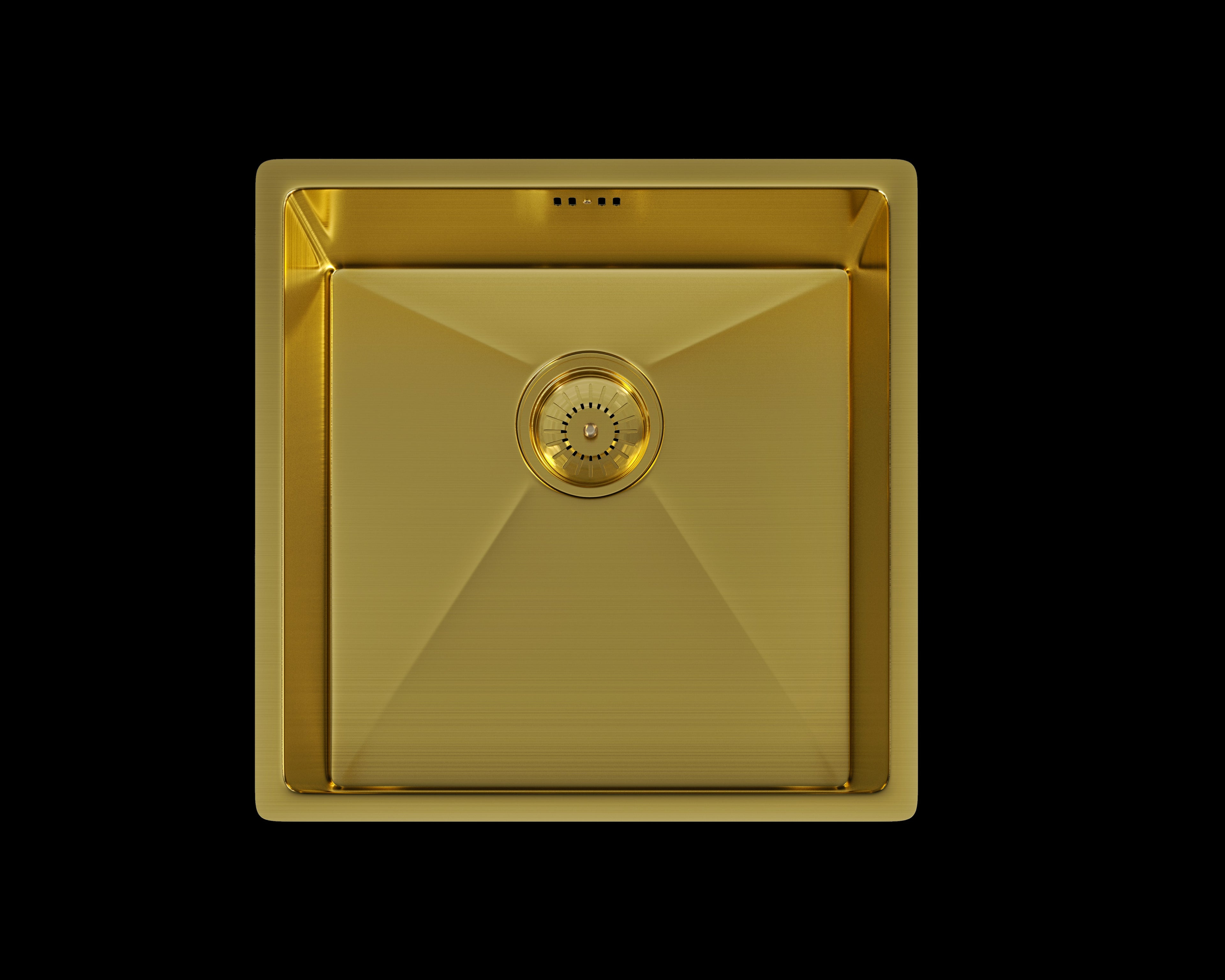 Verossi | Vrimo | 1.0 Bowl Stainless Steel Kitchen Sink | Inset or Undermounted | Gold Strainer Waste Supplied | 440 x 440 mm | Gold Finish