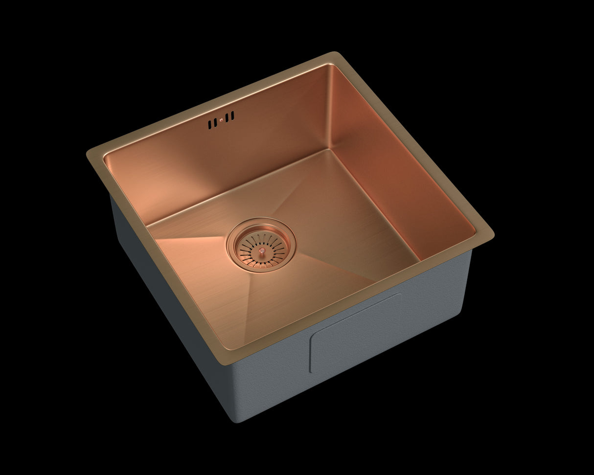 Verossi | Vrimo | 1.0 Bowl Stainless Steel Kitchen Sink | Inset or Undermounted | Copper Strainer Waste Supplied | Copper Finish