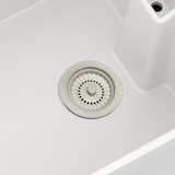 Eco | Basket Strainer Kitchen Sink Waste with Round Overflow Plate | Matt White Finish