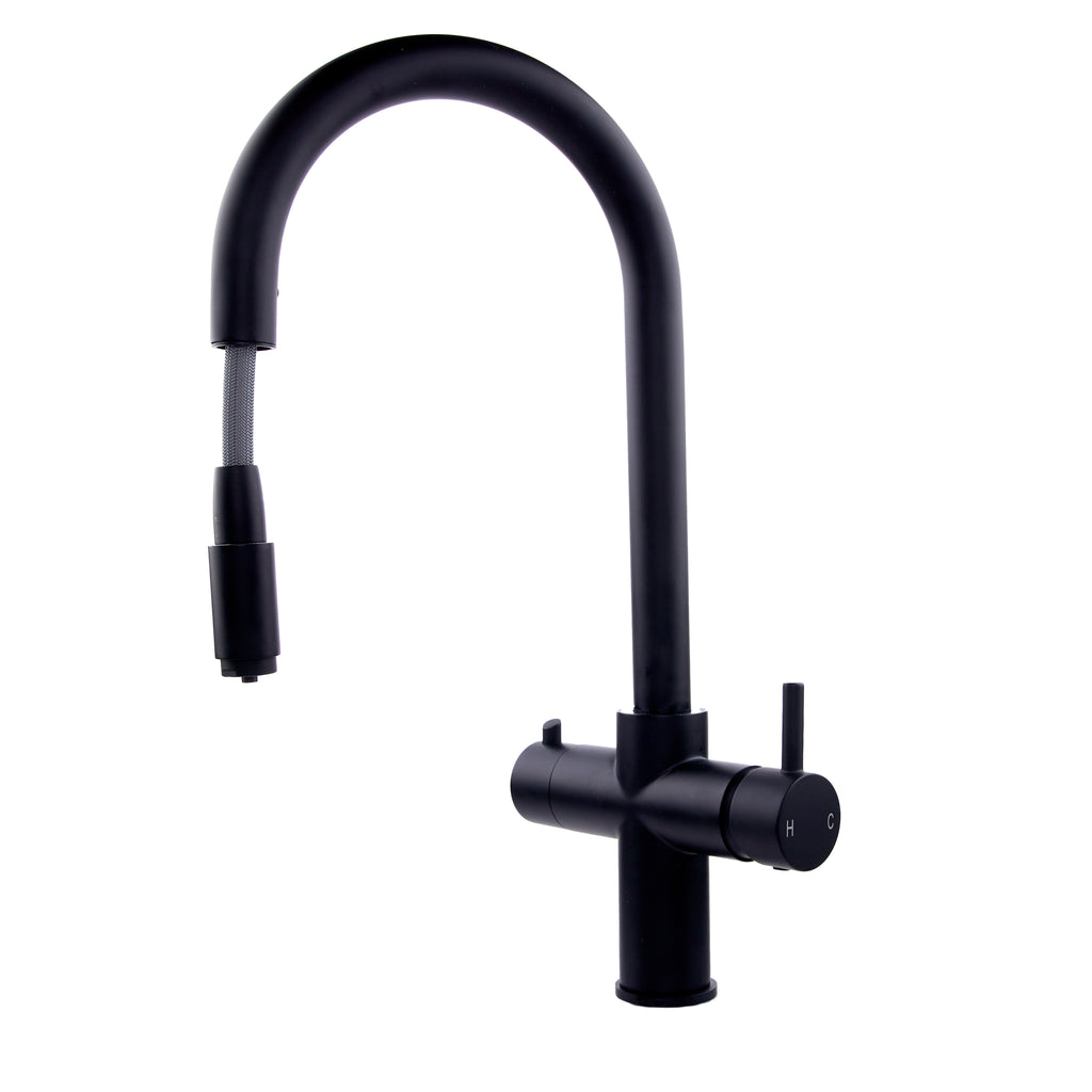 Verossi | Vento | 3 in 1 Instant Boiling | Swan Pull Out Spout | Matt Black