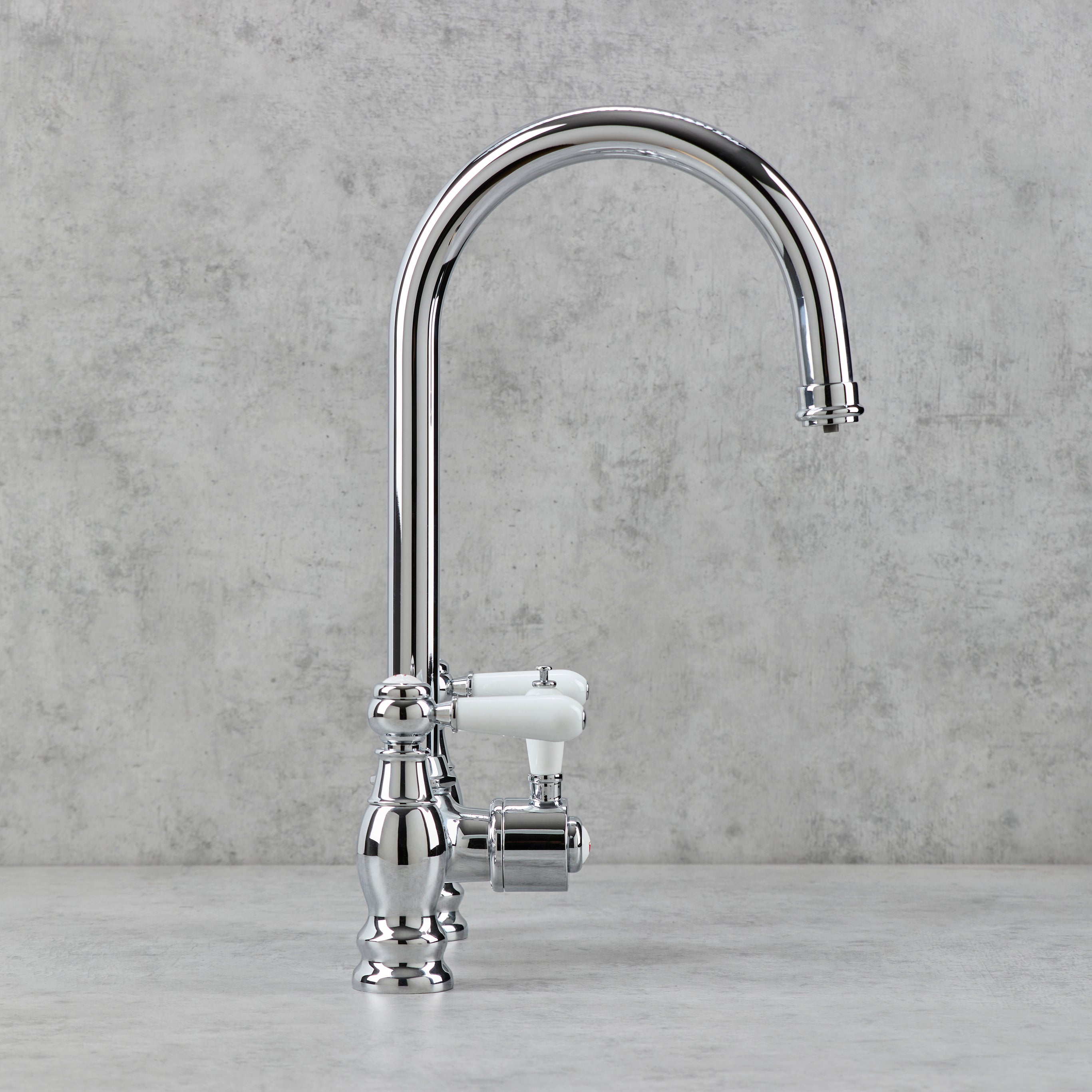 Verossi  | Venetian | Traditional Bridge Style 3 in 1 Instant Boiling Tap | White Ceramic Levers | Polished Chrome Finish