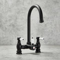 Verossi  | Venetian | Traditional Bridge Style 3 in 1 Instant Boiling Tap | White Ceramic Levers | Matt Black Finish
