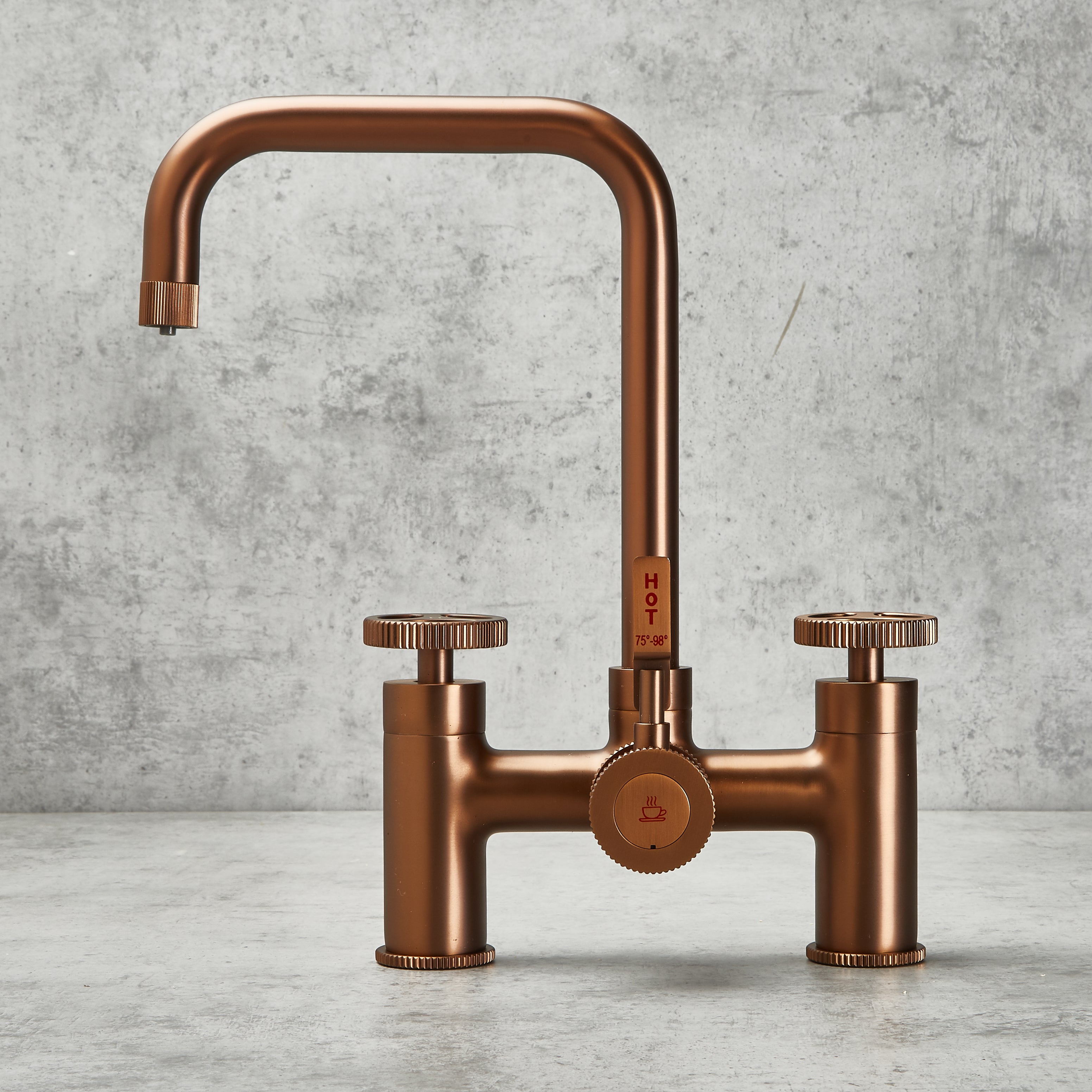 Verossi  | Vorisse | Industrial Bridge Style 3 in 1 Instant Boiling Tap | Brushed Copper Finish
