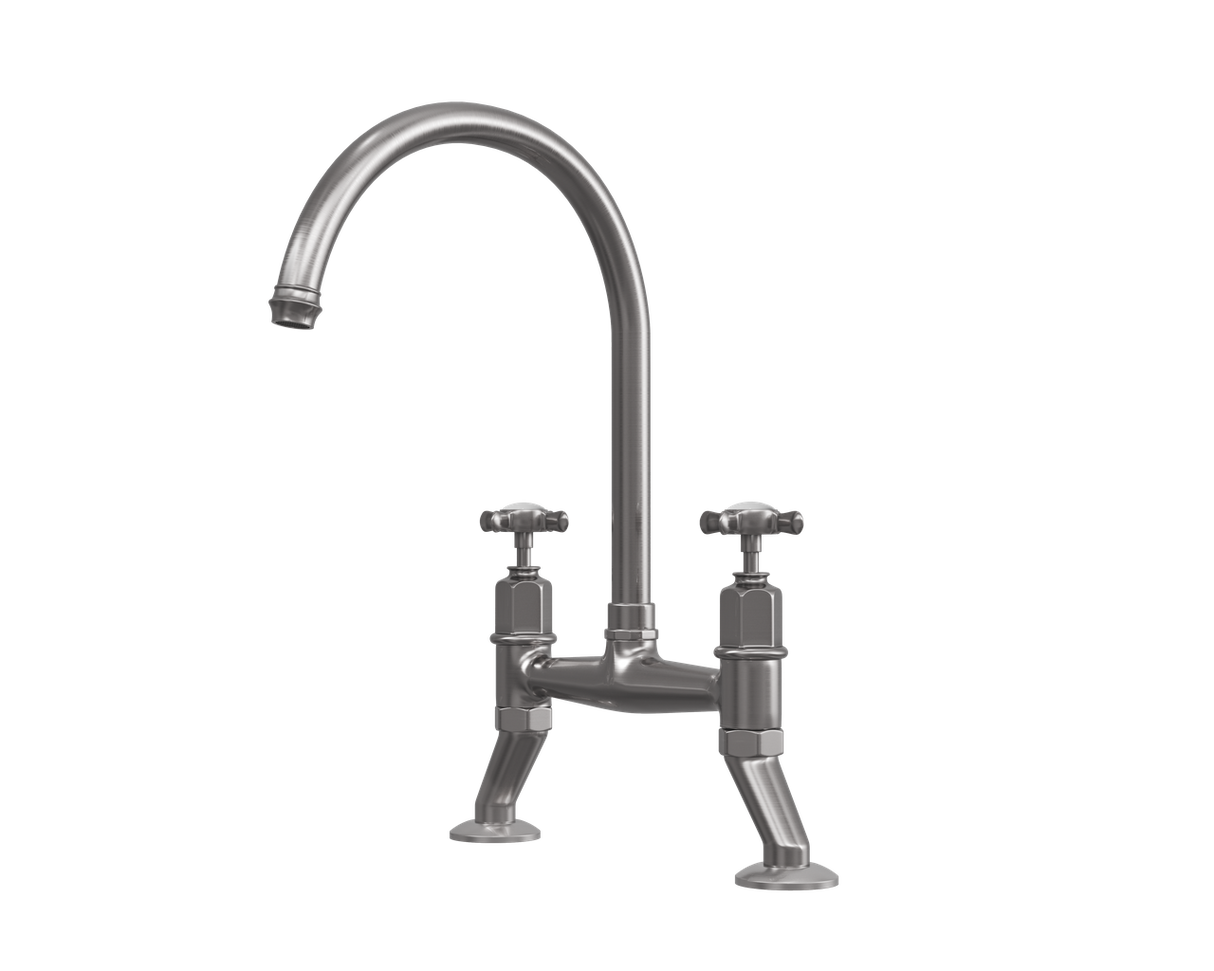 Verossi |Alton | Crosshead Traditional Bridge Mixer Tap| Pewter