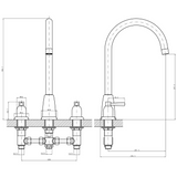 Verossi |Cuthbert| Classic 3TH Kitchen Mixer Tap| Polished Brass