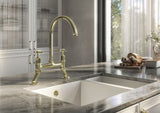 Verossi |Alton | Crosshead Trad Bridge Mixer Tap| Polished Brass
