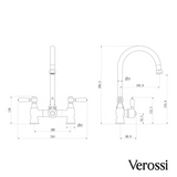 Verossi  | Venetian | Traditional Bridge Style 3 in 1 Instant Boiling Tap | Black Ceramic Levers | Brushed Brass Finish