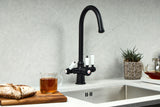 Verossi  | Vandisso | Traditional Cruciform Style 3 in 1 Instant Boiling Tap | White Ceramic Levers | Matt Black Finish